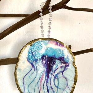 Blue and Purple Jellyfish Pendant Necklace